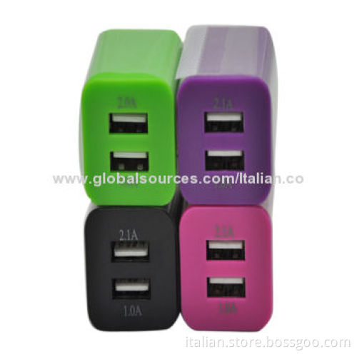 Colorful double USB wall charger for iPhone/iPad